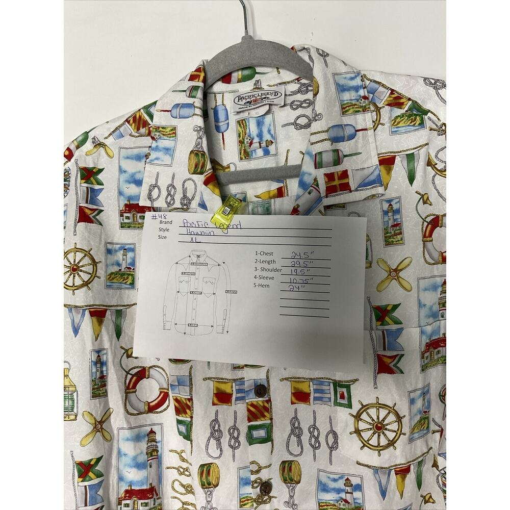 Pacific Legend Hawaiian Shirt Adult Size X-Large Nautical, Vintage Mens